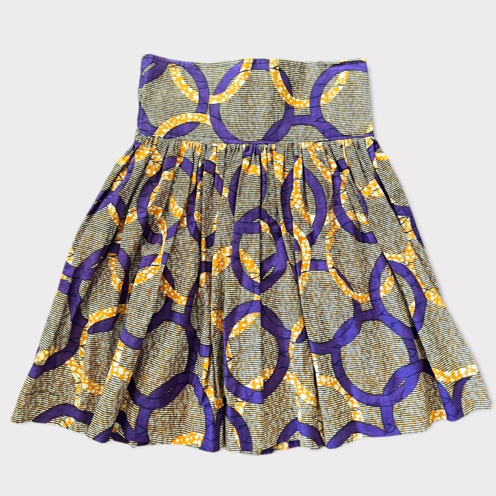 Hand Made High Waist Cotton Veritable Wax Hollandais Print Skirt Sz L